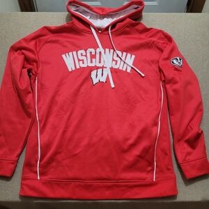 University of Wisconsin Badgers Red Dri-Fit Hoodie Men's‎ Sz: Large w/ Patch